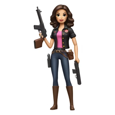Brunette Barbie holding a toy gun sticker