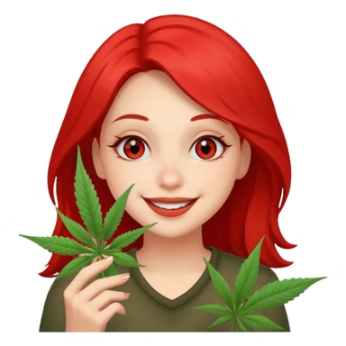 Girl happy smelling marijuana  sticker