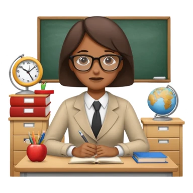exhausted teacher in a bustling classroom sticker