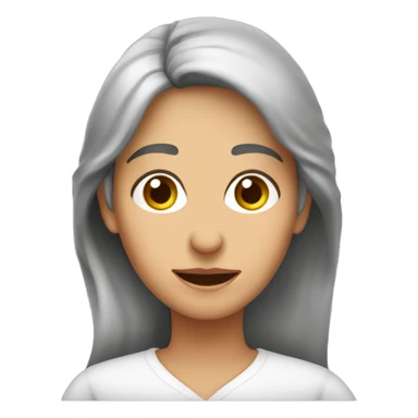 Mujer 59 años española,  melena larga canosa sal y pimienta. Ojos pequeños  un poco  juntos marrones claros, mofletes sticker