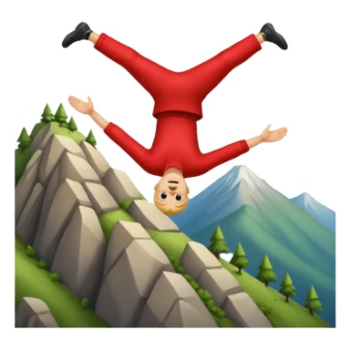 apple style emoji of a man tumbling head over heels down past a mountain sticker