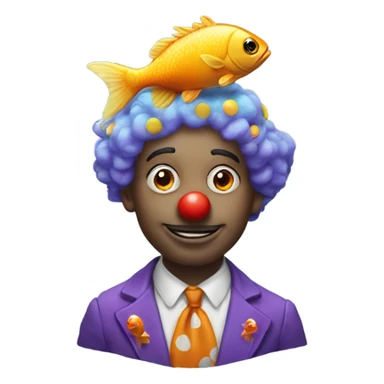 clown with fish on head  sticker