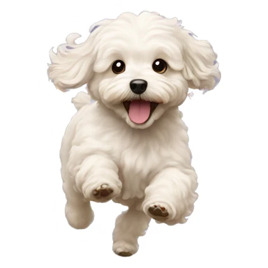 Milky happy maltipoo running and hearts around  sticker