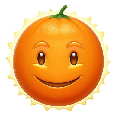 Cinematic Realistic Orange Emoji, Juicy and vibrant, with a bright, glossy skin that gleams in the light, revealing a slight texture from the natural pith. The orange segments peek through as the fruit radiates refreshing energy. Soft glowing outline, capturing the essence of a sweet, zesty burst of flavor in a perfect orange! sticker