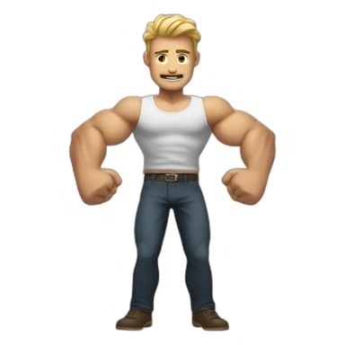 man with many extra arms flexing sticker