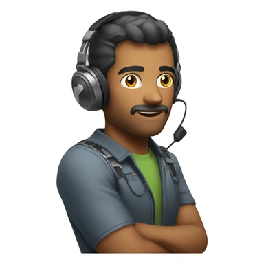 man talk with gaming headset turn in left sticker