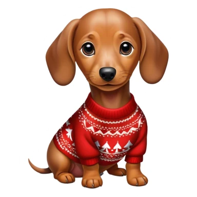 Daschund puppy with Christmas sweater sticker