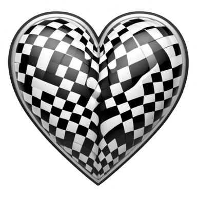 black and white checkered heart sticker