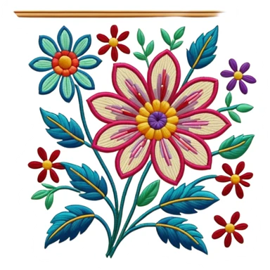 flower patterned embroidery canvas sticker