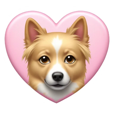 White and blonde spots spitz in a pink heart sticker
