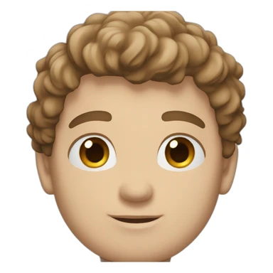 white man, black shirt with white filled 5 pointed star, white cuffs, blue eyes, brown fluffy hair sticker