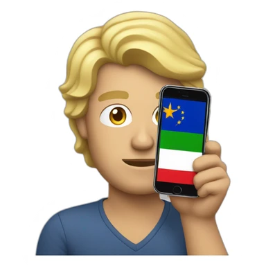 A man in his middle age, with blond hairs, holding an iphone in one and a portugueese flag in the other hand  sticker