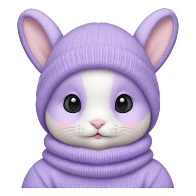 white baby bunny head in a pastel lavender balaclava sticker