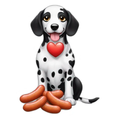 Perro salchicha mini con pelaje negro de dalmata y un corazón  sticker