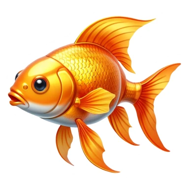 goldfish with realistic head and upper body, mechanical glowing fins and tail sticker
