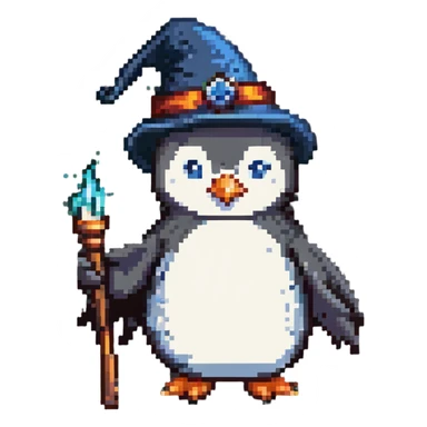 penguin wizard casting a spell sticker