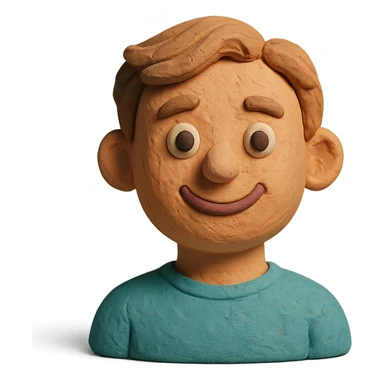 claymation-style portrait emoji, friendly expression, pastel colors, visible clay texture, head and shoulders only sticker