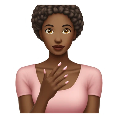 black woman getting her nails done. Long almond nails. ￼ sticker