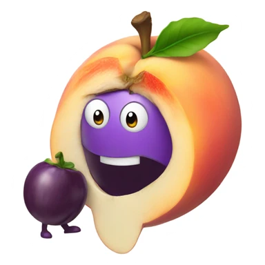 Peach eating an eggplant  sticker