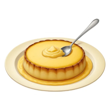 a deep dish plate with a yellowish food in it, a bit like polenta, but it is in a bit of small small lumps and very dry. with a bit of applesauce on top on the side and a spoon sticking out sticker
