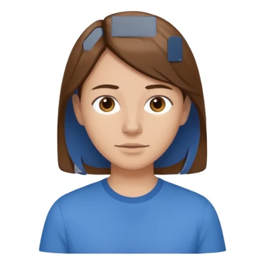 Make look like real emoji with blue shirt and brown hair sticker