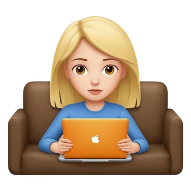 A girl is lying on the couch with a laptop, working sticker