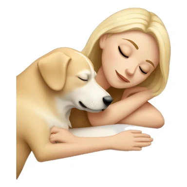 Blonde white girl sleeping with a beige dog sticker
