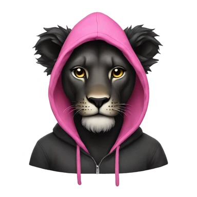 Black lion wearing a pink hoodie  sticker
