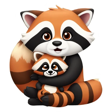 One male raccoon hugging a female red panda buying a home sticker