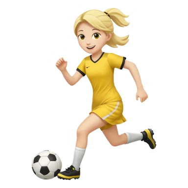 kids play soccer in yellow dress sticker