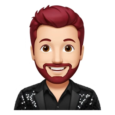 Joey Fatone from 'N Sync with dark red hair, black sequin outfit sticker