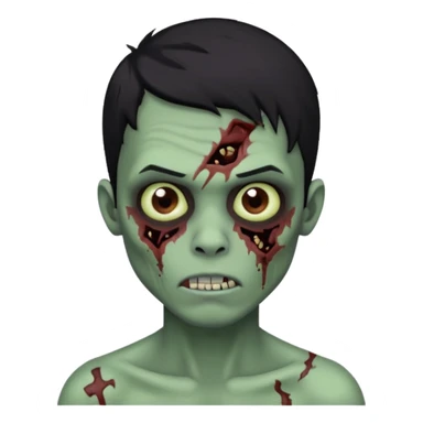 garoto zumbi com cabelo preto e ferimento no rosto sticker