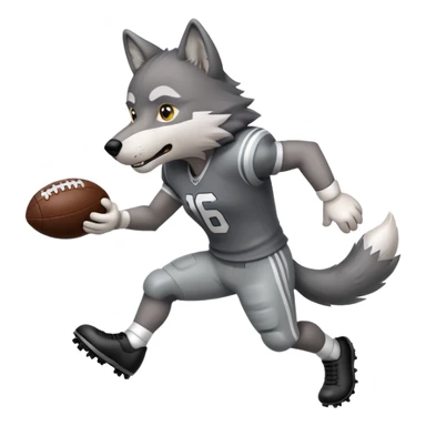 Wolf playing football, holding a football sticker