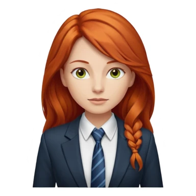 long red haired woman with tie, t-shirt and blazer sticker
