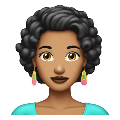 Tanned woman with black hair dressed in 1990s pop princess hair, makeup, and neon attire  sticker