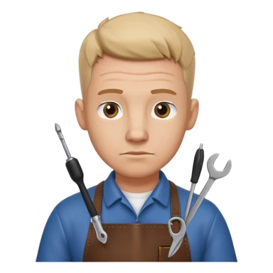 professional locksmith portrait, head and shoulders only, serious focused expression, leather apron collar, small lockpick tools visible, 3D cartoon, mobile game icon style, clean background, no text, no watermark
 sticker