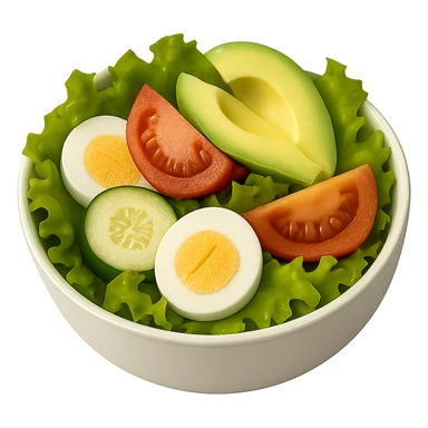 Add sliced boiled egg to the salad, keeping the style clean and simple with no background. sticker