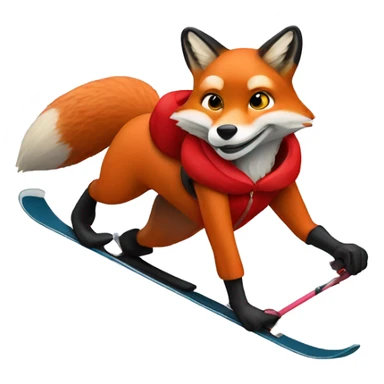 red fox skiing with cool red style sticker