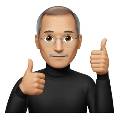 steve jobs holding up a thumbs up sticker