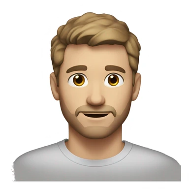 A head and shoulders shot of a 32 year old White man, with short brown hair, with none facial hair,   with brown eyes wearing a t-shirt. sticker