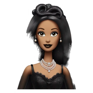 1915 Victorian Debut Barbie CC,Morticia Addams,modeling, sparkling black octopus   sticker