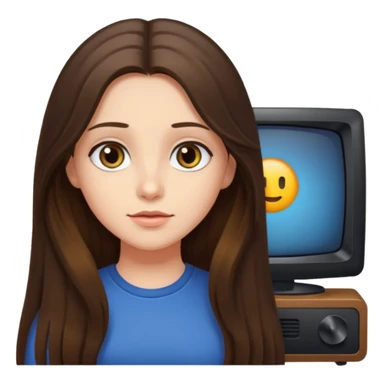 long haired brunette girl hazel eyes watching tv sticker