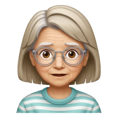 Grandma grandmother Gypsy alternative lifestyle concerned happy wise granny wire rims haircut long hair medium hair brown and white streaked hair sticker
