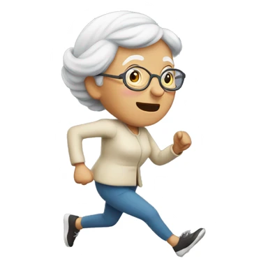 A old lady running sticker