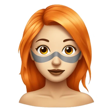 Tan skinned girl with orange hair with face mask spa beauty full face relaxing sticker