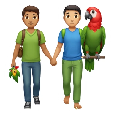 Walker + parrot on shoulder, Pet Walkers, Full body with walk pose sticker