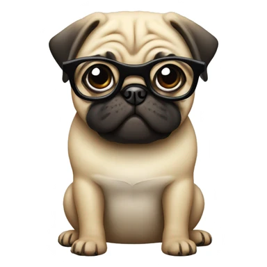 Pug dog with glasses sticker