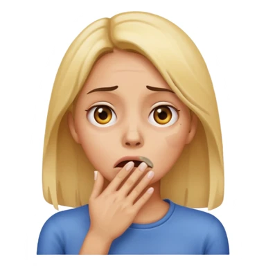 scared woman with her hand on mouth, emoji style, more details, different expression sticker