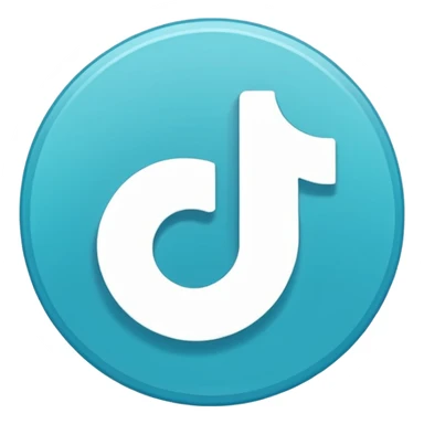 Modern emoji-style TikTok verified icon: cyan-blue circular badge, bold white checkmark, smooth gradient, soft glossy highlights, subtle shine, thick white border, minimalist flat + semi-3D style, smooth edges, high contrast, transparent PNG, high quality, sharp. sticker