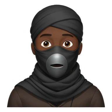 Unrevealed mysterious man in dark clothing with a dark scarf over his mouth and nose visible from the waist up sticker